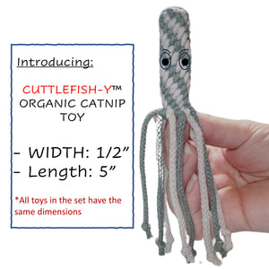 Organic cat toy dimensions by Momma Knows Best Organics