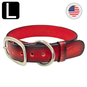 US made leather dog collar rustic red large by toe beans