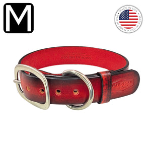 US made leather dog collar rustic red medium by toe beans