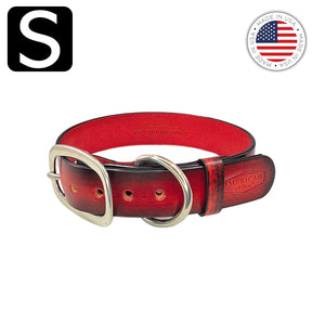 US made leather dog collar rustic red small by toe beans