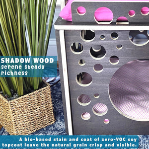 cat condos lunar lounge shadow wood closeup