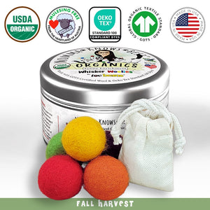 wool cat ball toys fall harvest by momma knows best