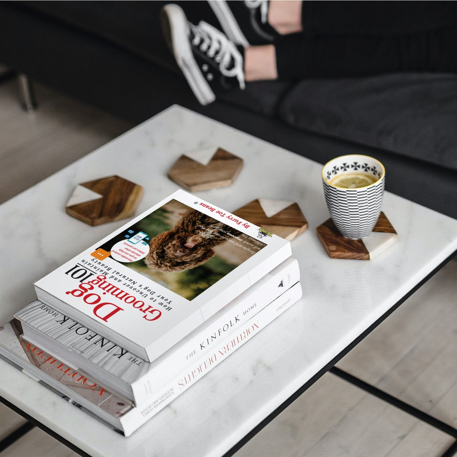 Dog Grooming 101 dog Book by a cup of coffee by Toe Beans