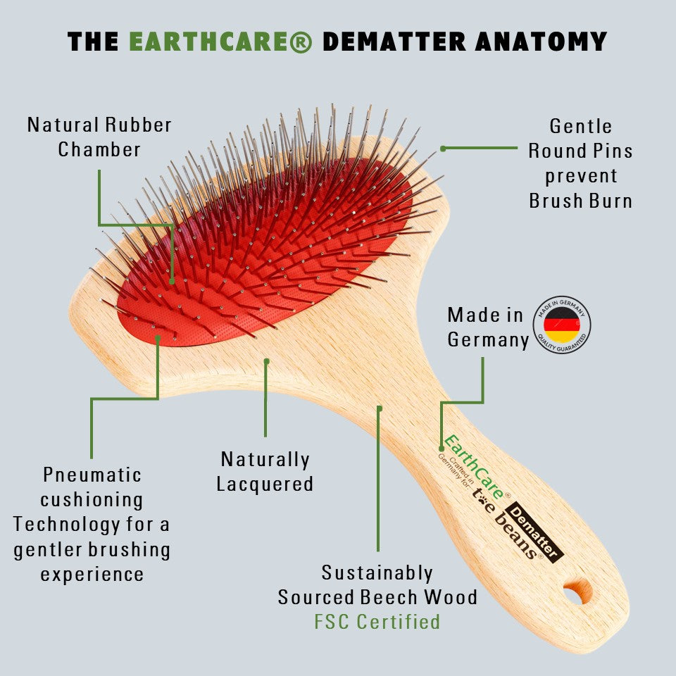 Dog pin brush Earthcare Dematter Product Features by toe beans