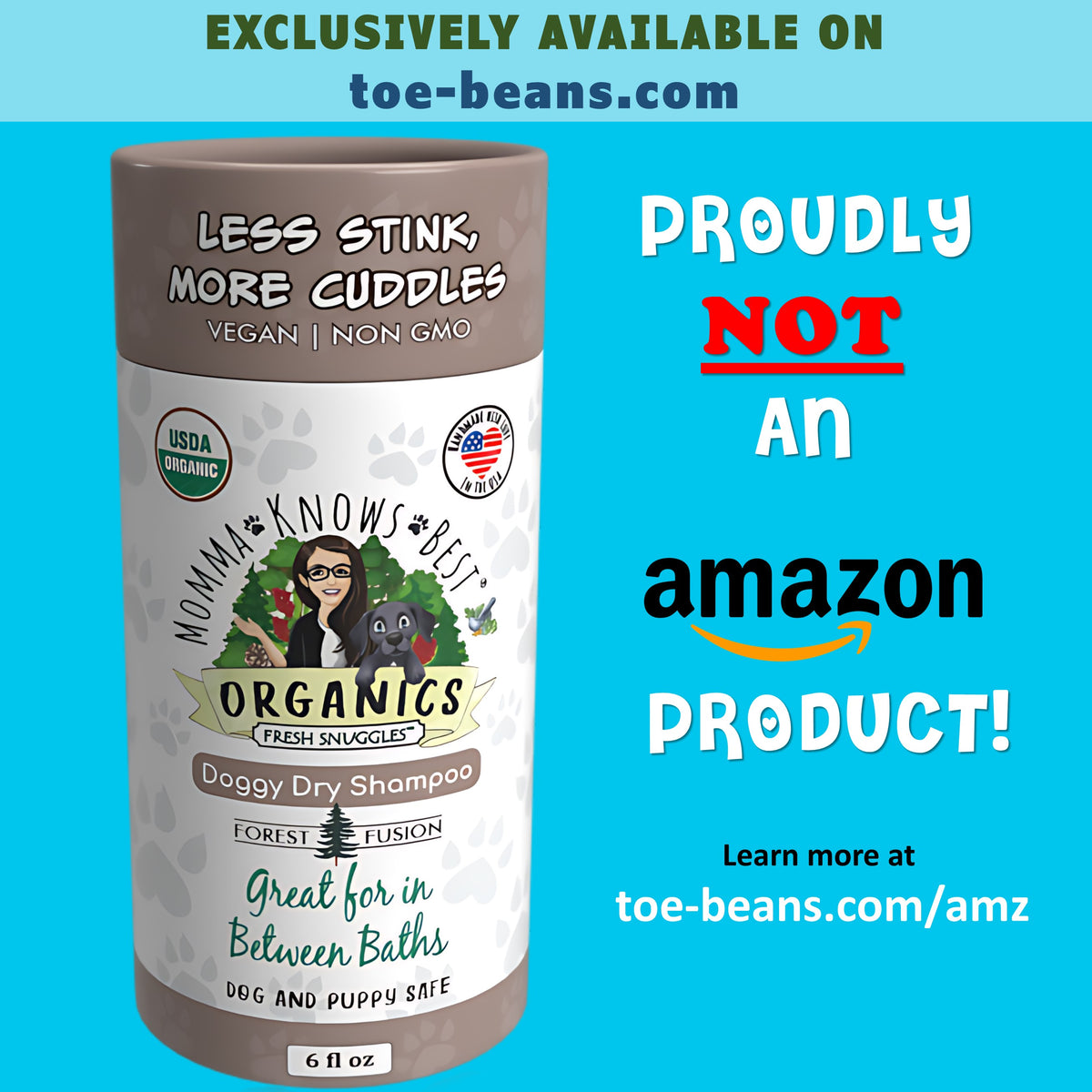 Fresh snuggles dry dog shmpoo is Exclusively available on toe beans