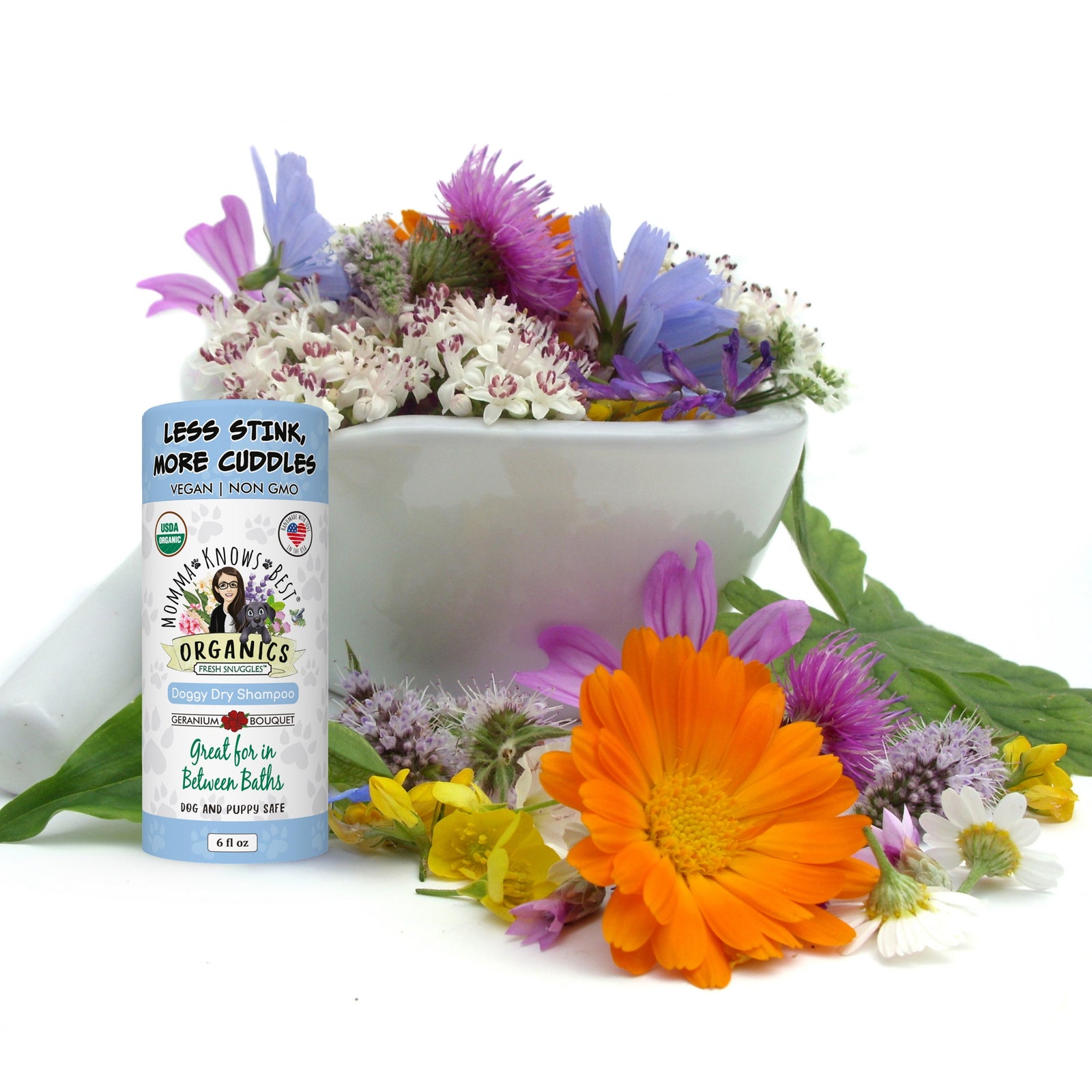 Dry Dog Shampoo ingredients by Momma Knows Best 2