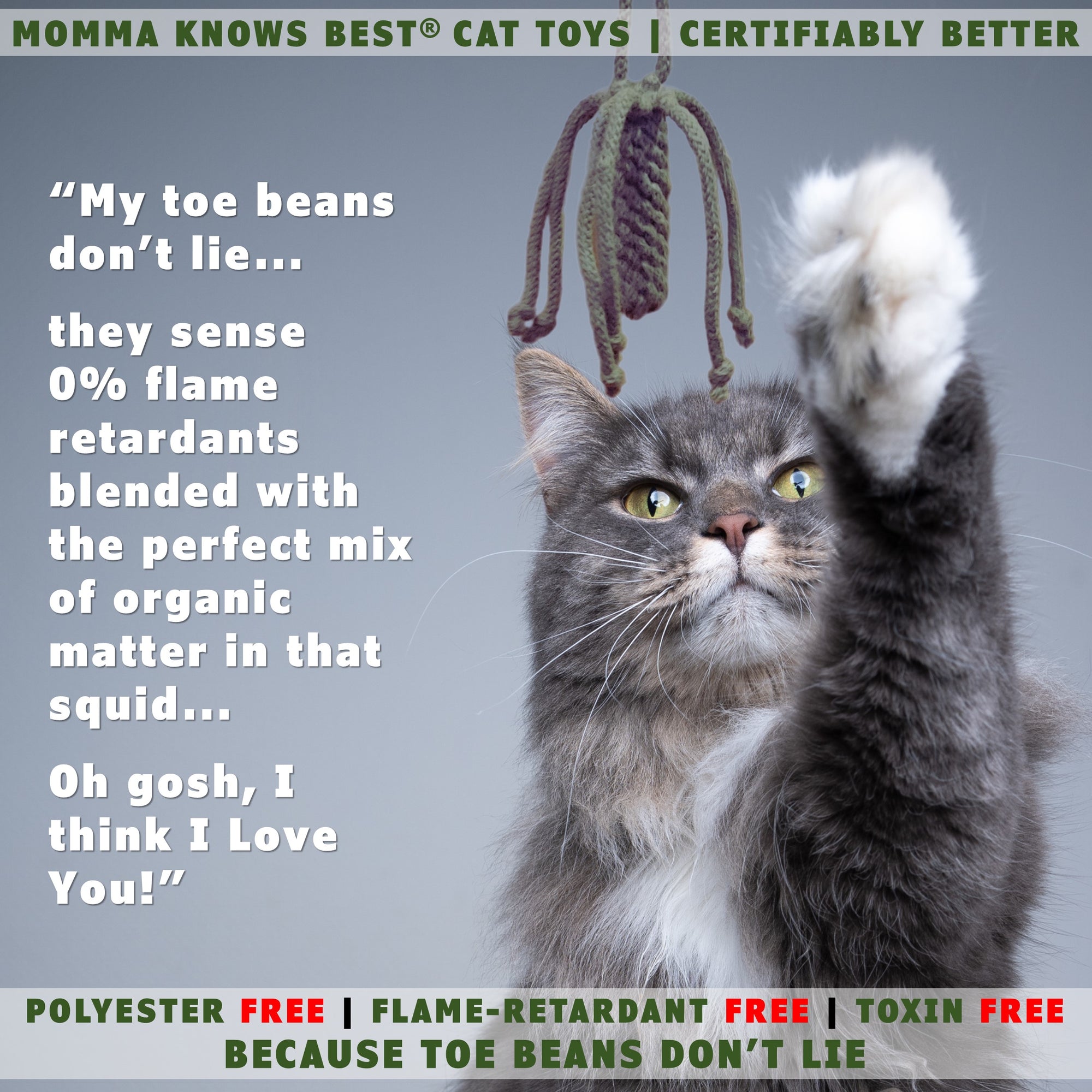 Organic cat toys made in the USA by Momma knows best