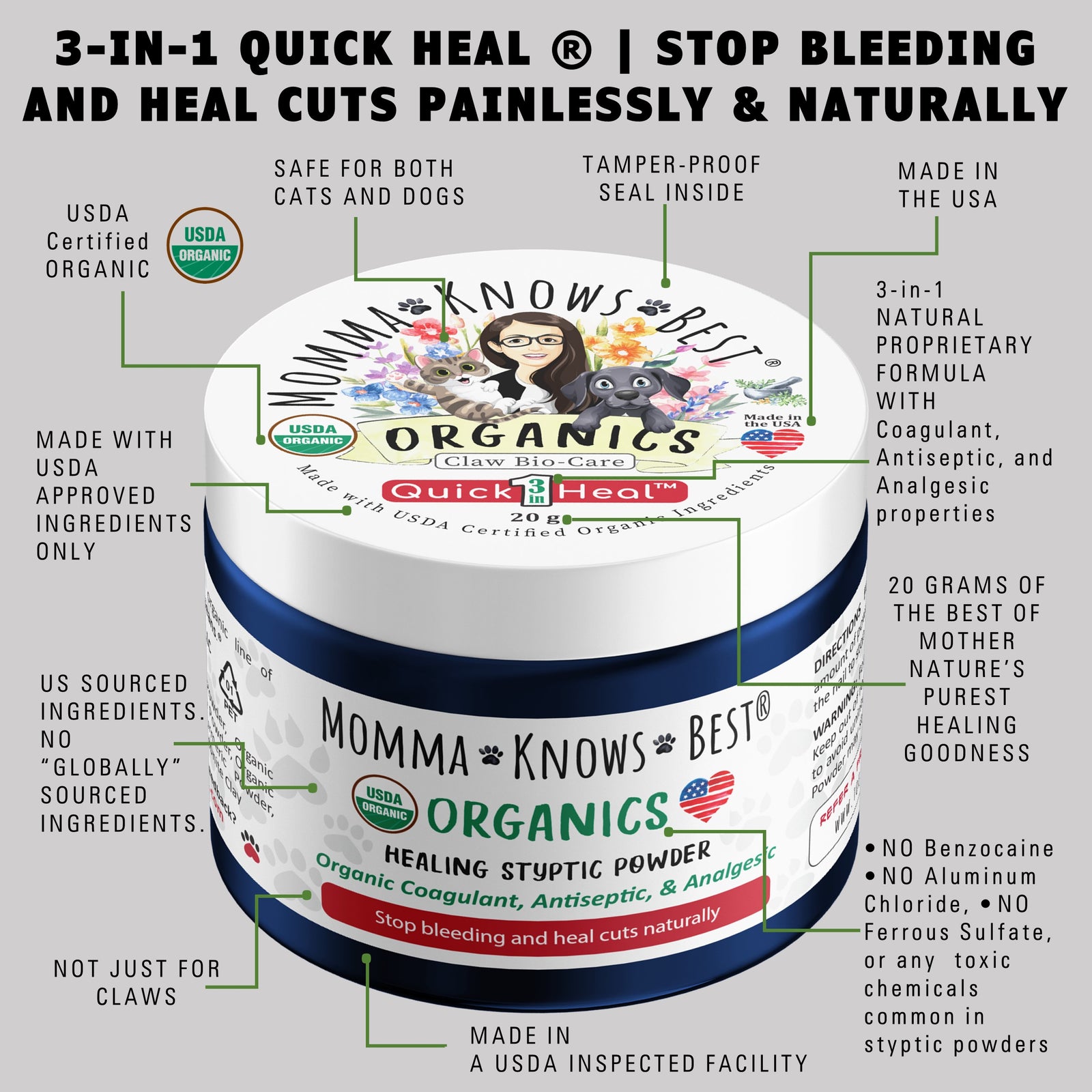 Styptic powder for dogs by Momma Knows Best