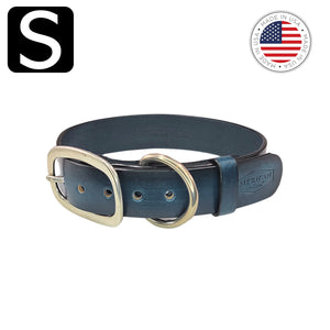 US made leather dog collar rustic blue small by toe beans