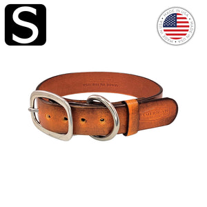 US made leather dog collar rustic brown small by toe beans