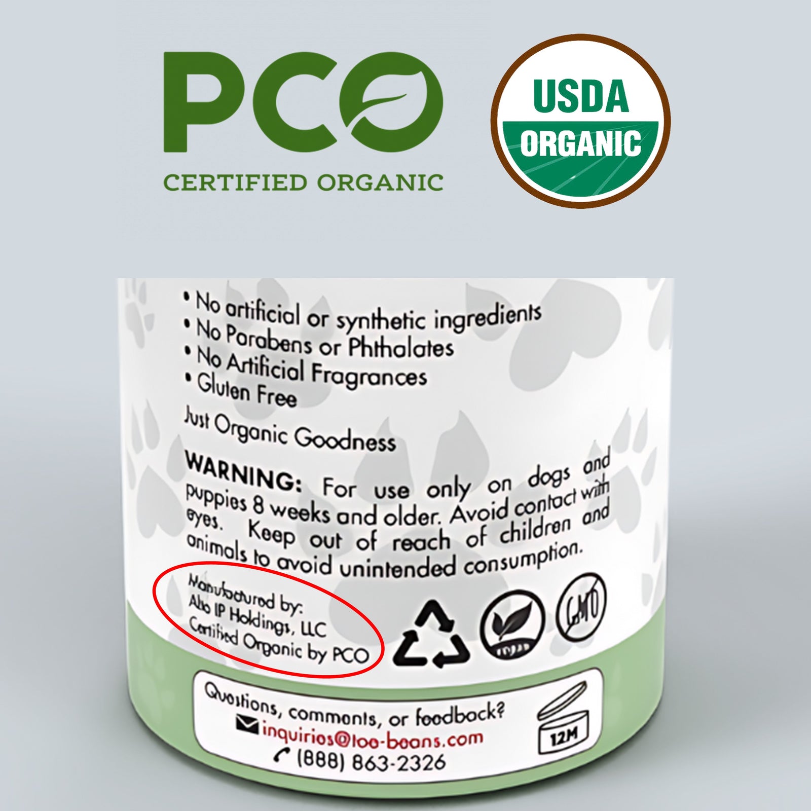 USDA organic Waterless Dog Shampoo by Momma Knows Best Unscented