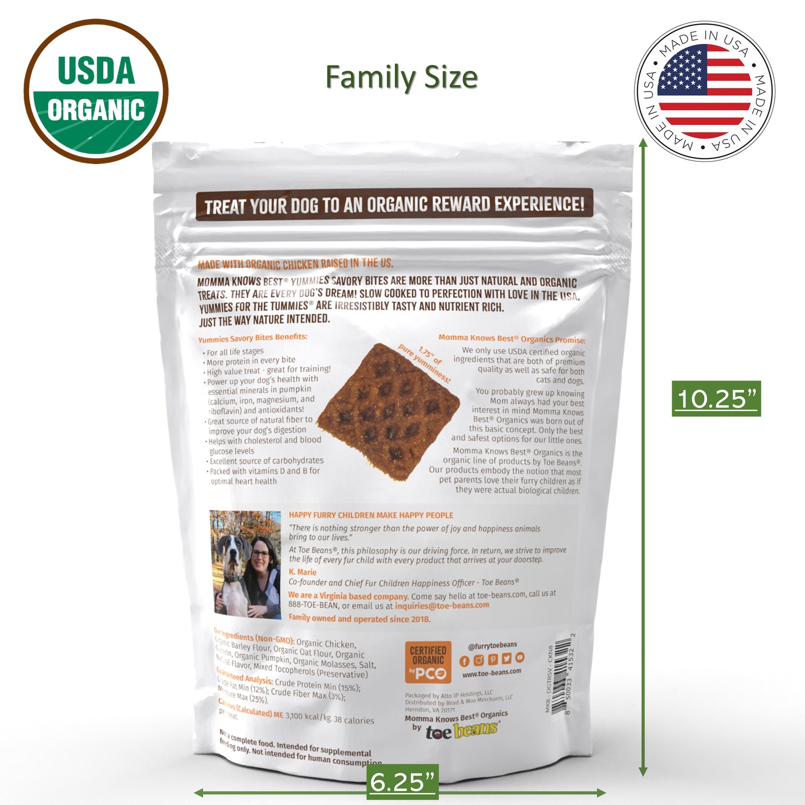 All natural chicken dog training treats Yummies for the Tummies by Momma Knows Best Back