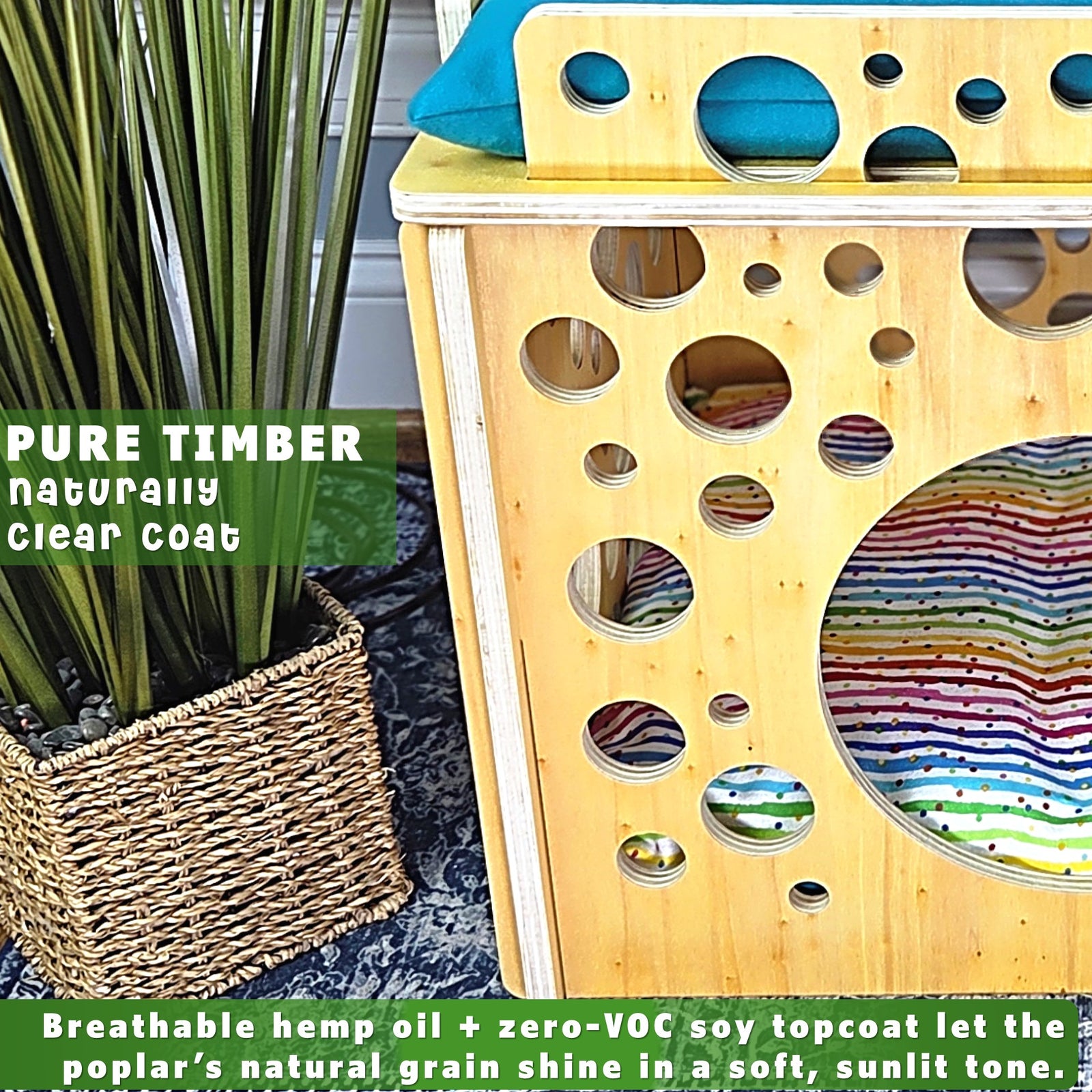 cat condos lunar lounge pure timber closeup