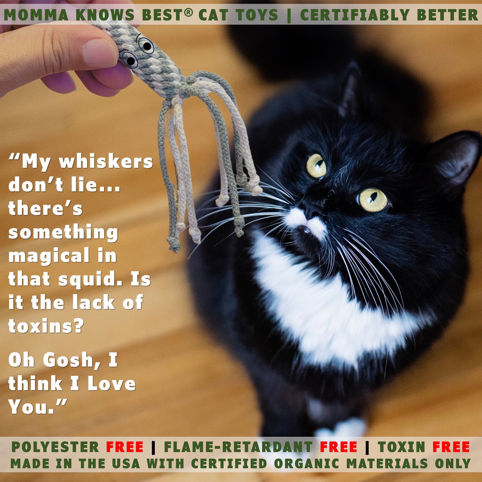 cat biting toys by momma knows best organics