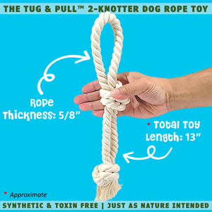 Hand holding the tug and pull 2k dog toy by  EarthCare