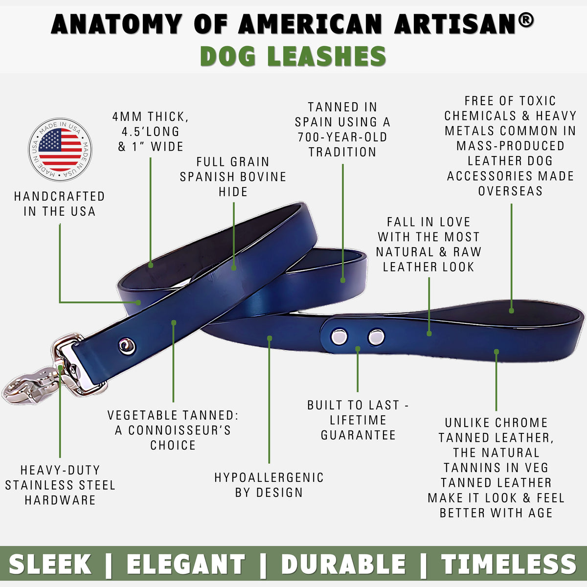 leather dog collar leash features by toe beans