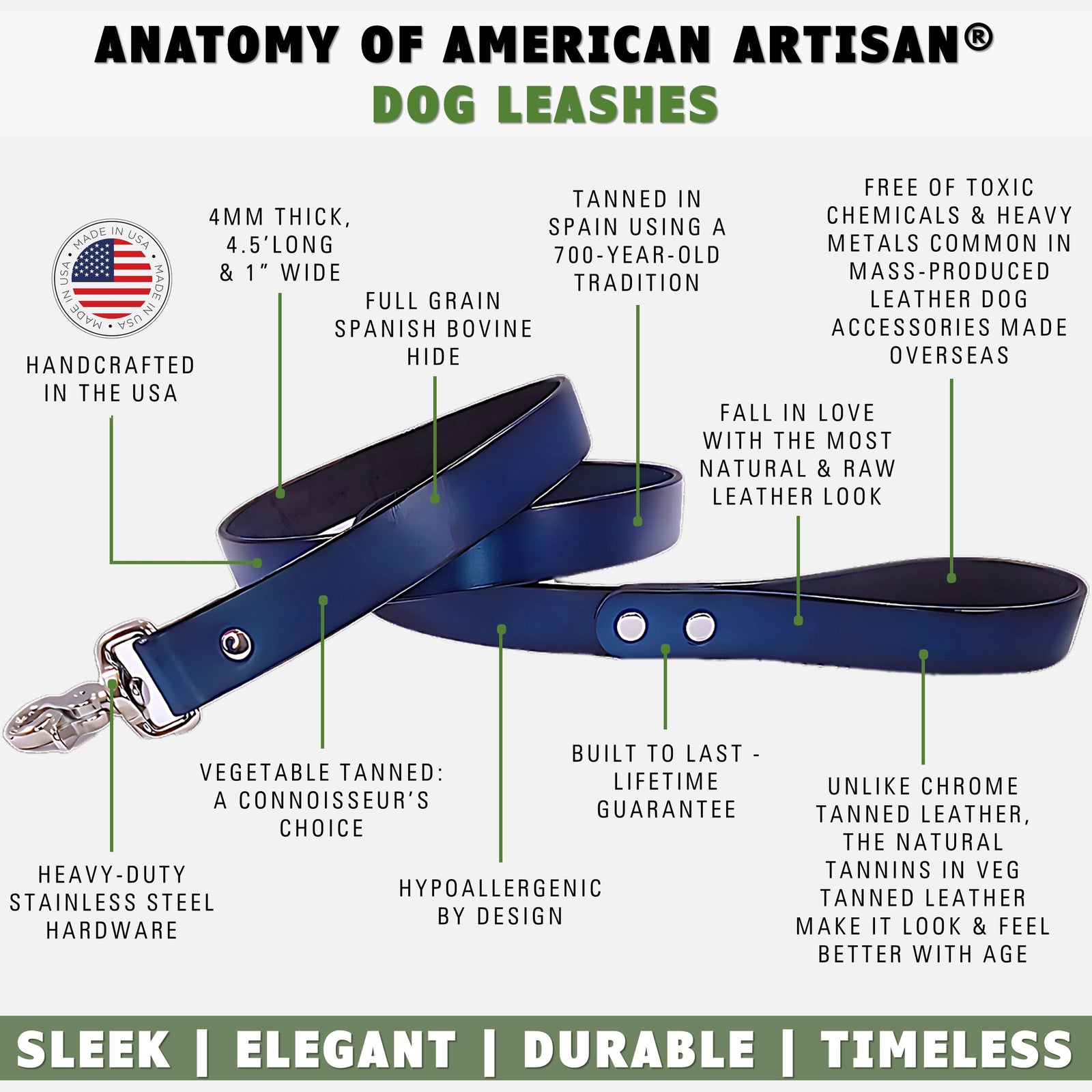 leather dog collar leash features by toe beans