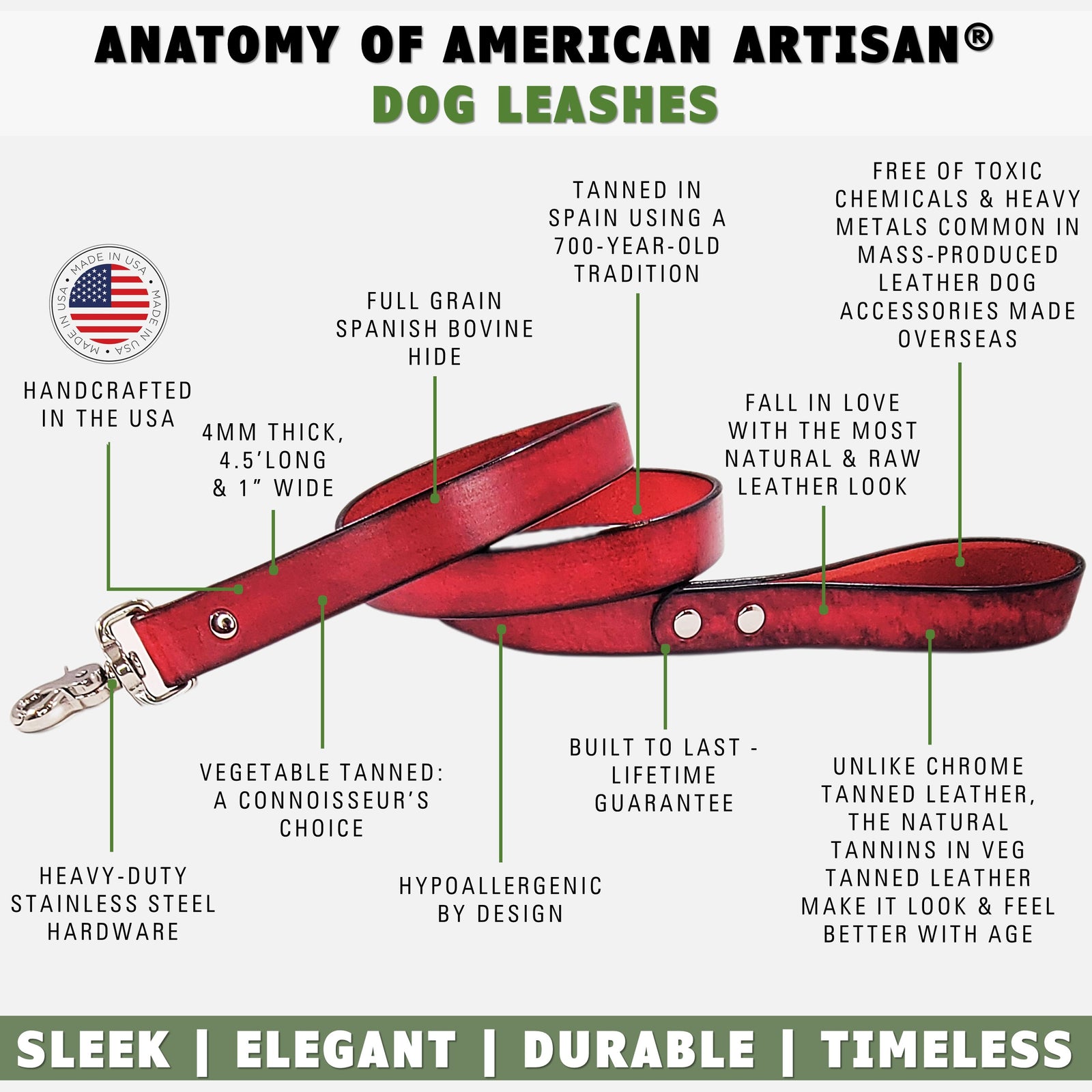 leather dog collar leash features red by toe beans