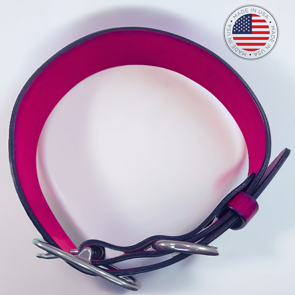 leather dog collar red top view by toe beans