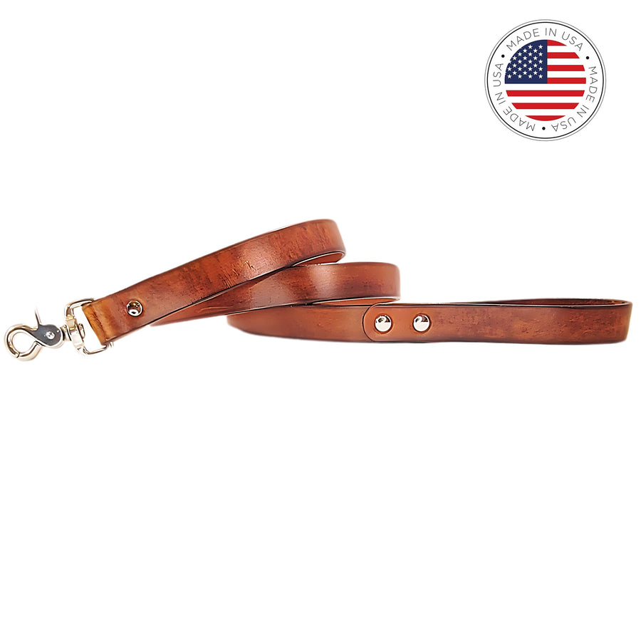 Leather Dog Collar Leash | Full Grain Spanish Leather | Made in the USA
