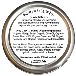 Dog Paw Balms Moisturizing USDA Organic by Momma Knows Best Made in the USA