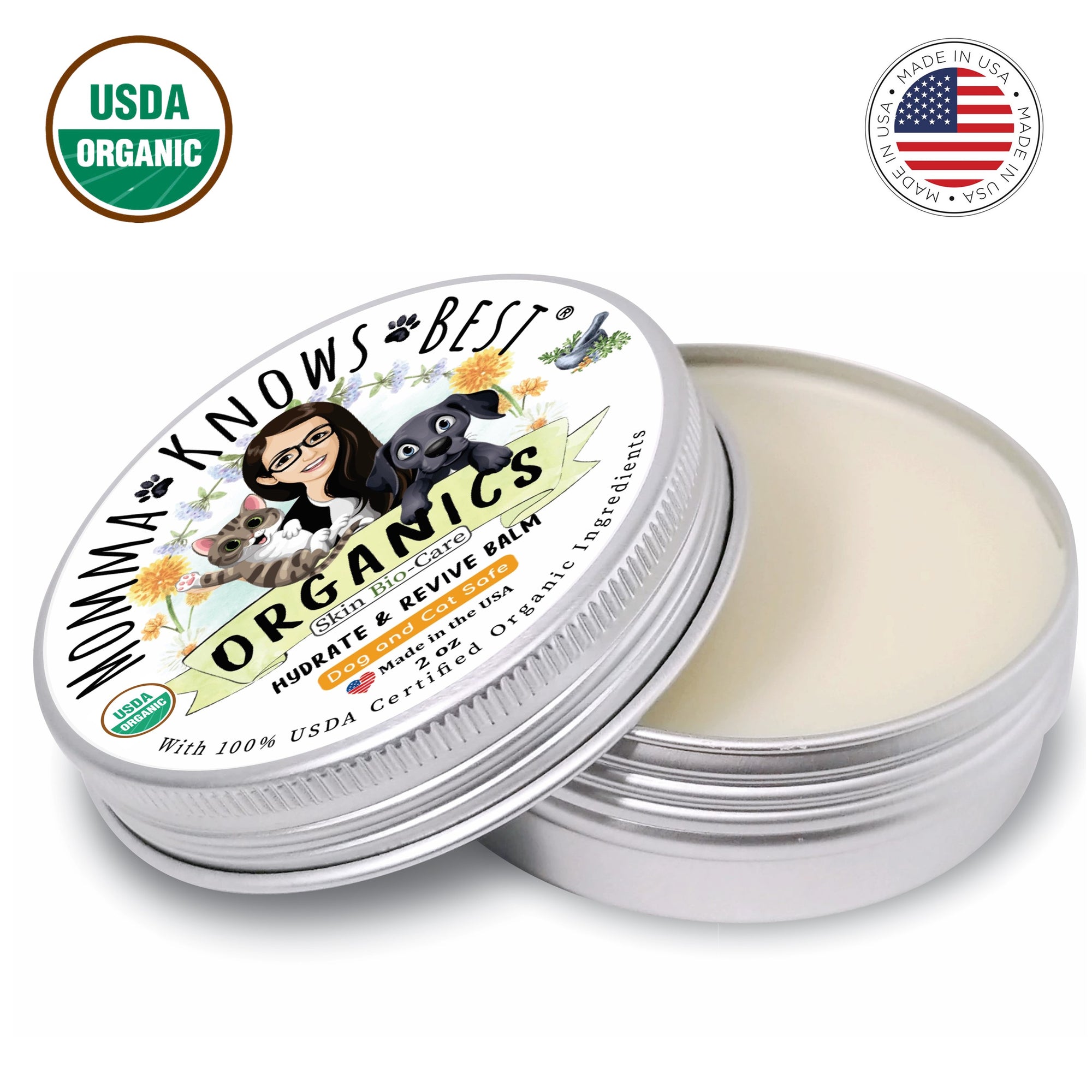 Organic dog paw balms hydrate & revive by Momma Knows Best