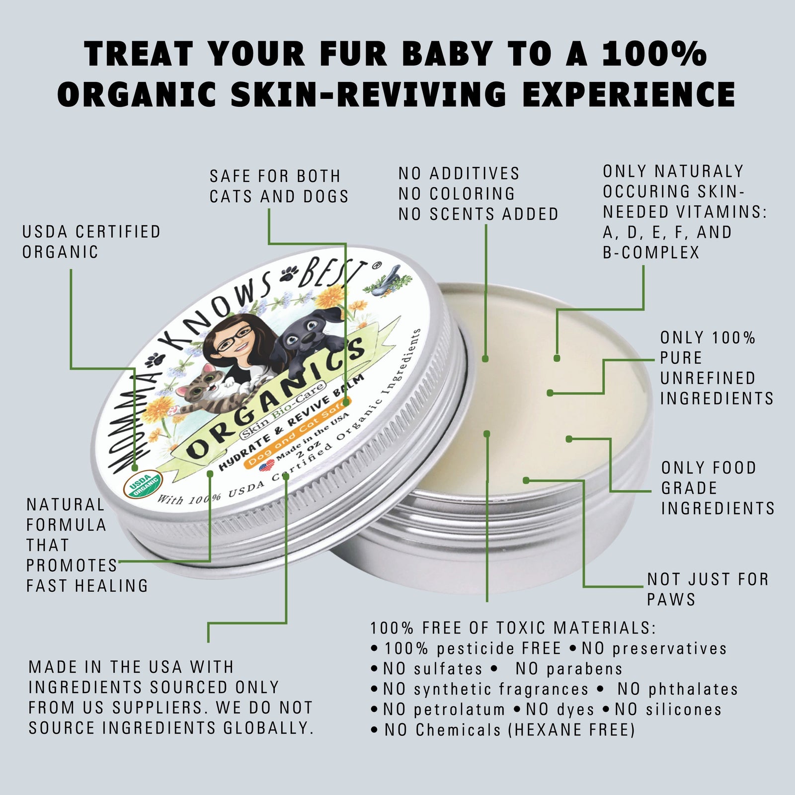 dog balms Momma Knows Best Hydrate and Revive Key features