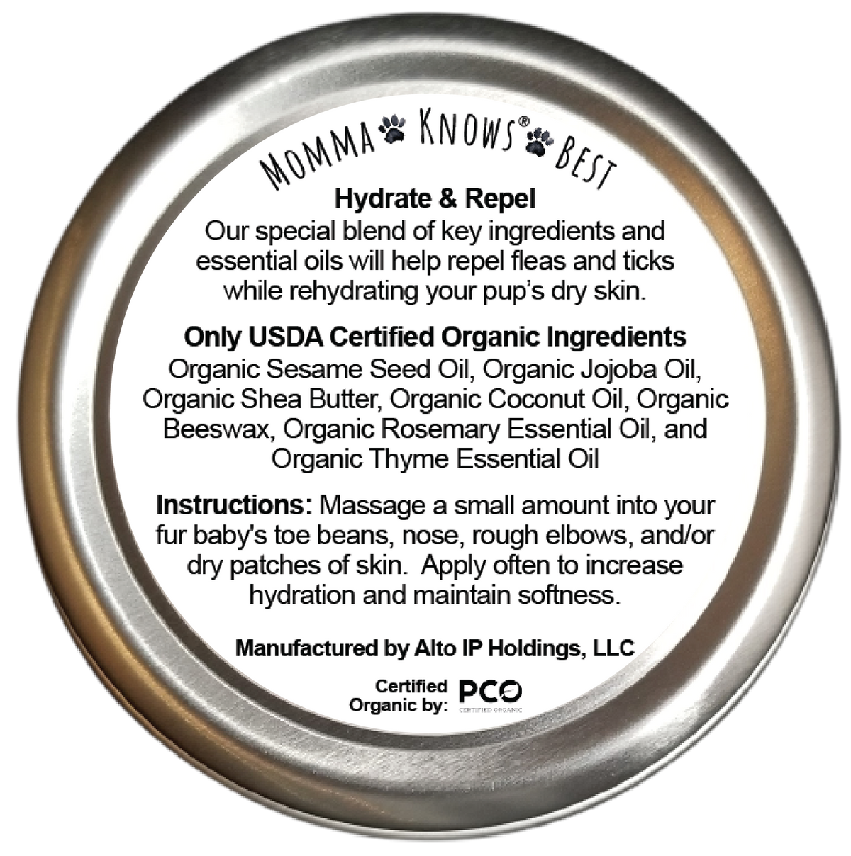Organic Dog Paw Balm by Momma Knows Best USA Made