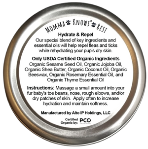 Organic Dog Paw Balm by Momma Knows Best USA Made