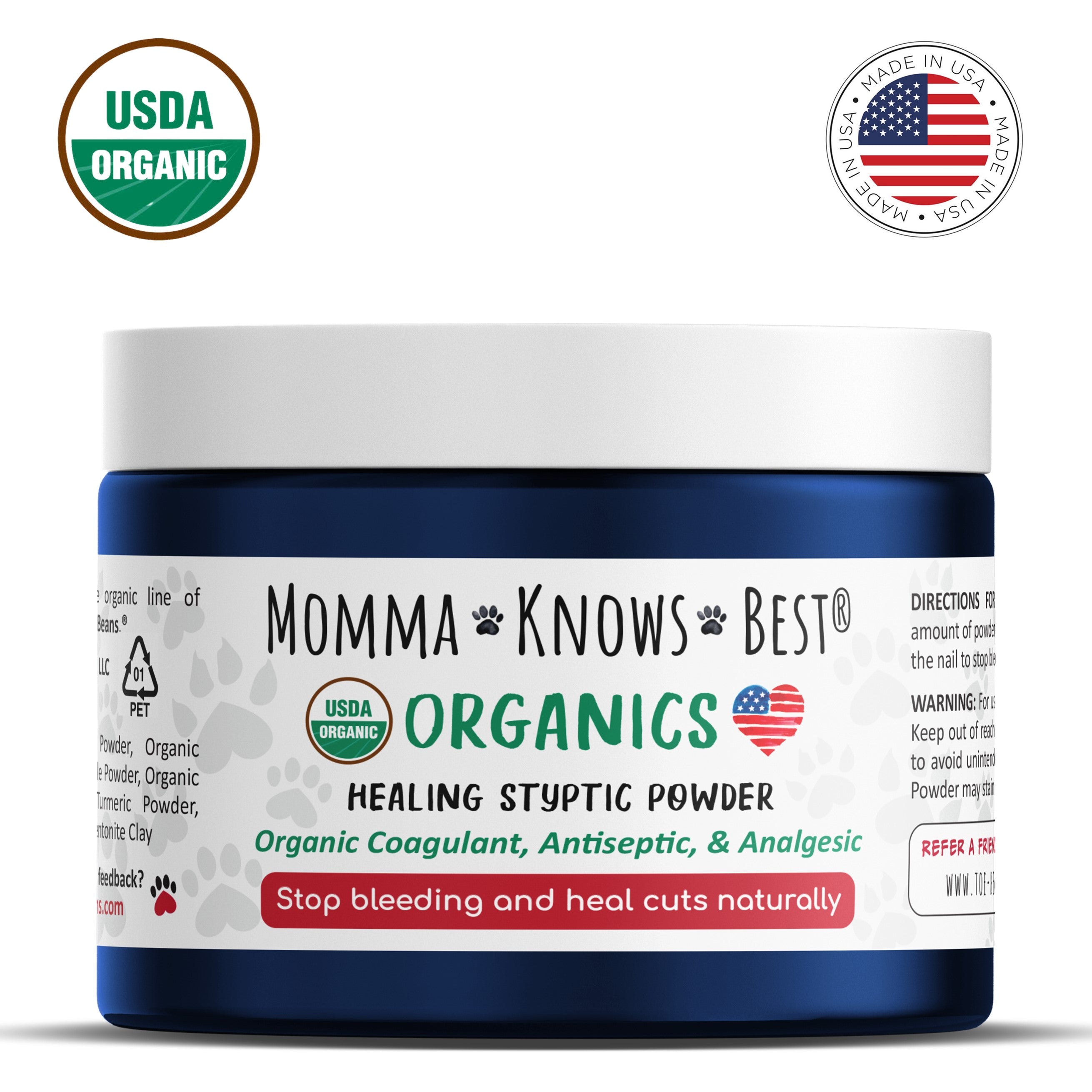 Styptic powder for dogs organic by Momma Knows Best®