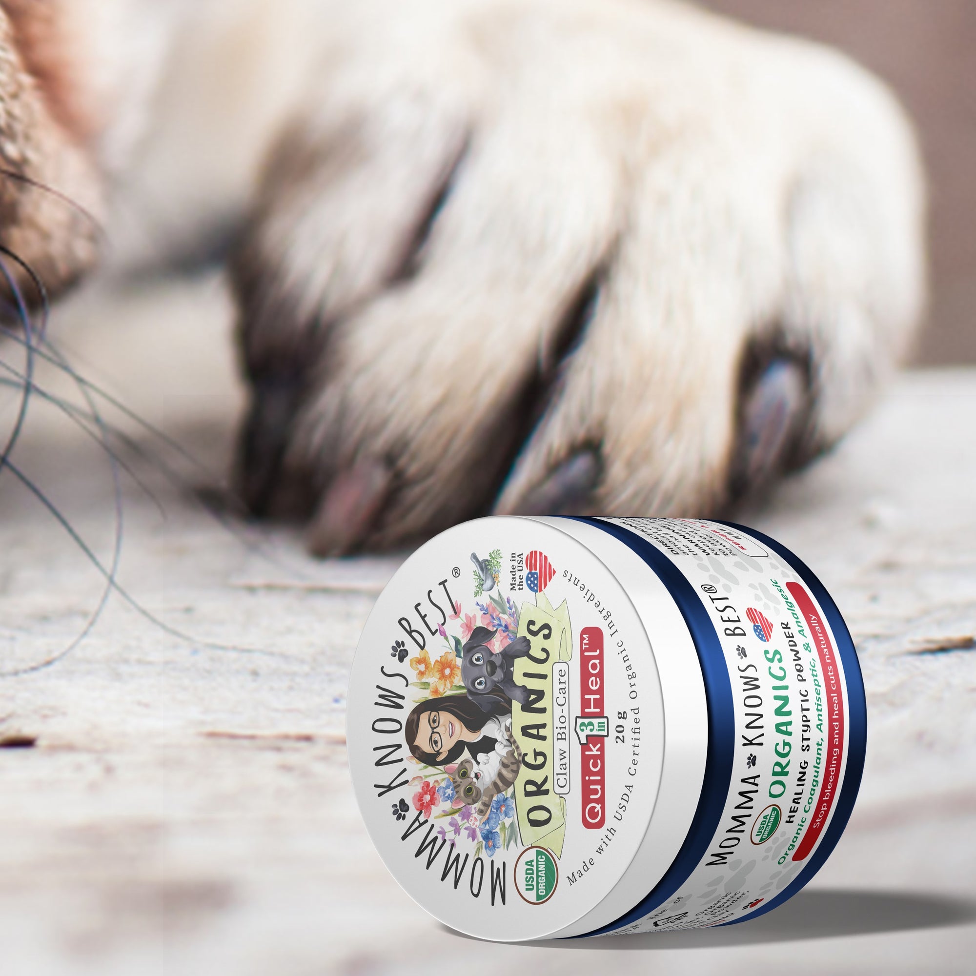 Styptic Powder for Dogs and Cats USDA Certified Organic toe beans